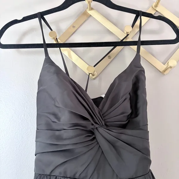 NWT Azazie Raya Black Stretch Satin Maxi Dress | 4 - Image 4