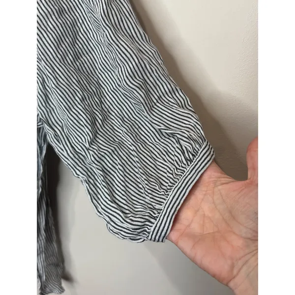 FP One Free People Striped‎ Ruffle Shirt 3/4 sleeve sz XS/S - Image 5
