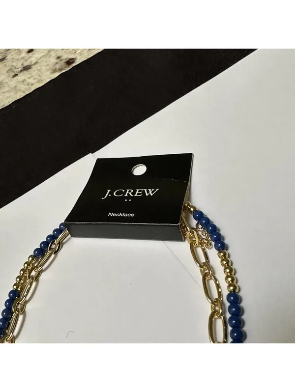 J.Crew Gold Tone Blue Bead Adjustable Length Double Layer Necklace NWT $32 - Image 6