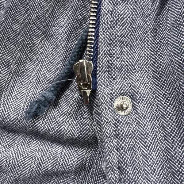 Free People Y2K Blue Herringbone Parka Jacket Size 6 Cotton Vintage Fall - Image 5