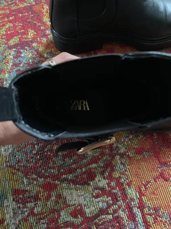 Zara Black Leather Boots - Image 3