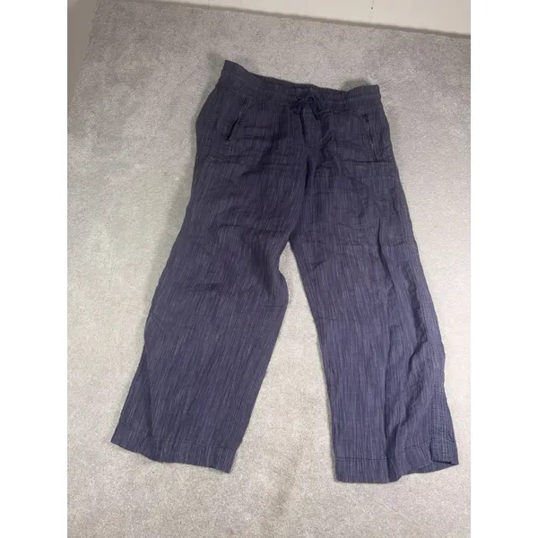 athleta cabo linen textured wide leg pant navy 14 - Image 3