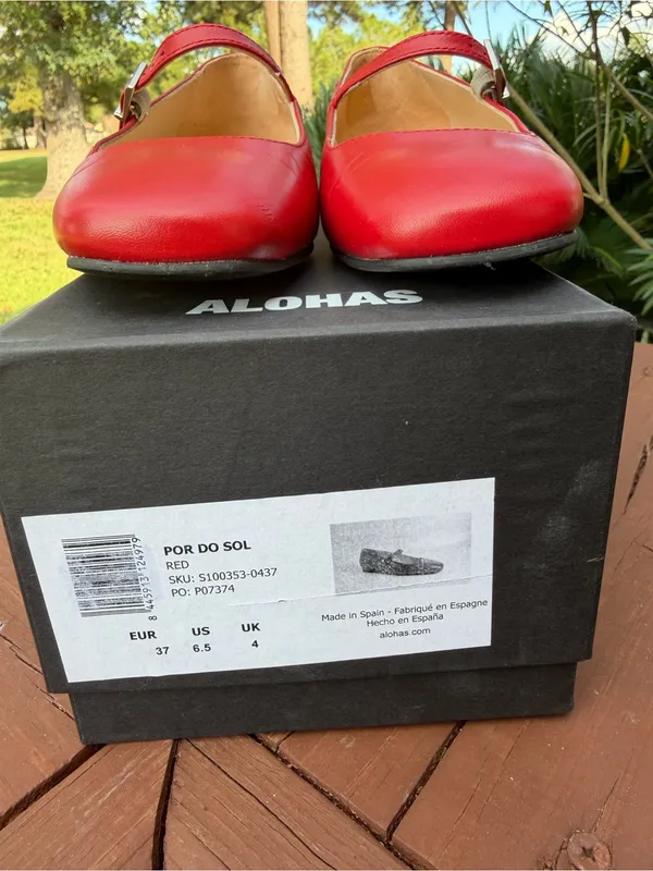 ALOHAS Por Do Sol Red Leather Mary Jane Ballet Flats EU 37 US 6.5 $190 - Image 4
