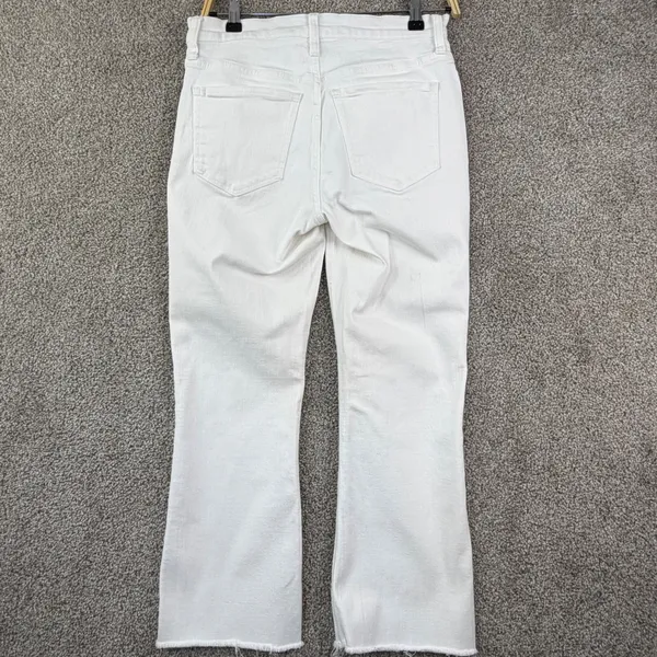 J.Crew Flare Crop Jeans Women 28 White Mid-Rise Raw Hem Coastal Preppy Denim - Image 3