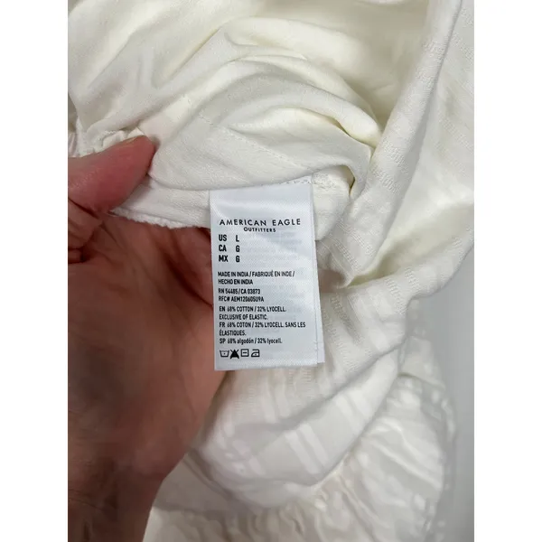 American Eagle White Flutter Sleeve Babydoll Smocked Romper Sz.L - Image 14