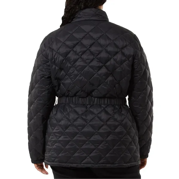 NEW 32 Degrees Women’s Diamond Quilt Belted Puffer Mock Neck Black Jacket Size L - Image 9