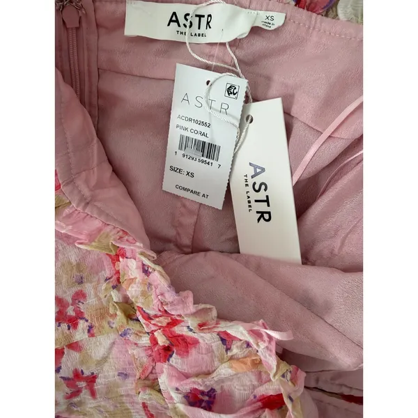 ASTR the Label Pink Coral Floral Tiered Ruffle Maxi Dress XS - Image 6