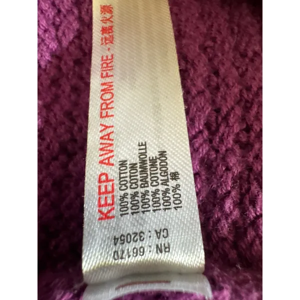 FP Beach Free People Purple Cotton‎ Waffle Knit Henley Sweater Medium 6012 - Image 5