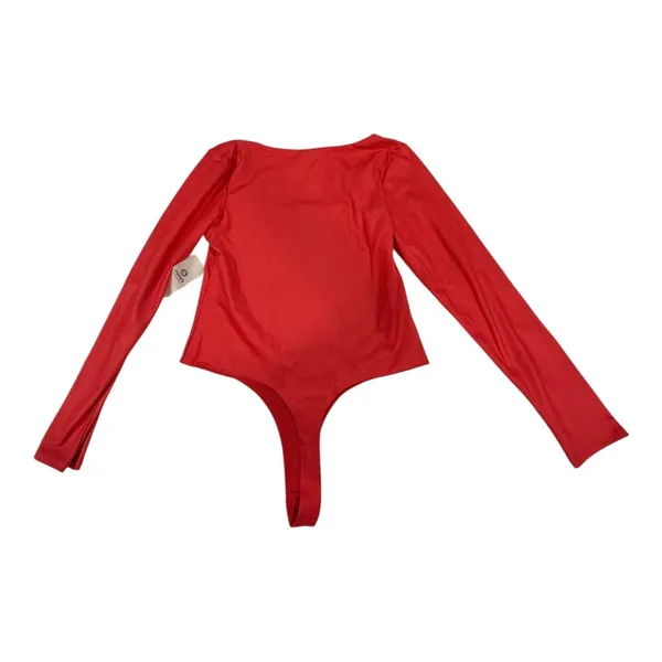 Mono B Red Square Neck Long Sleeve Bodysuit Style KT12101 Large - Image 3
