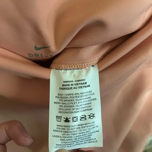 Nike Dri-Fit Blush Pink Athletic Gym Leggings Mesh Bottoms Size Small - Image 3