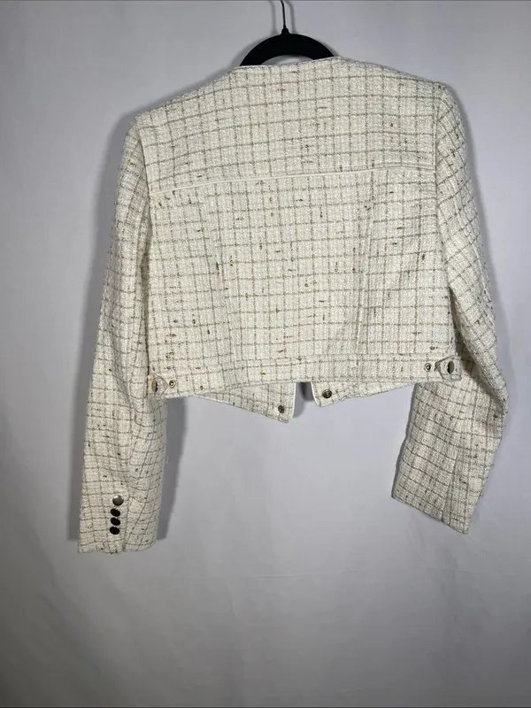 Toccin X Rtr. Off White Tweed Jacket Cropped Medium Gold - Image 6