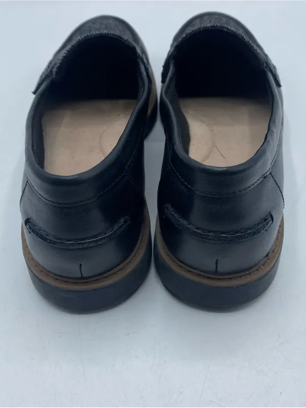 Clarks Raisie Aletta Black Leather Gray Tweed Slip-On Penny Loafers 7M Cushion - Image 4