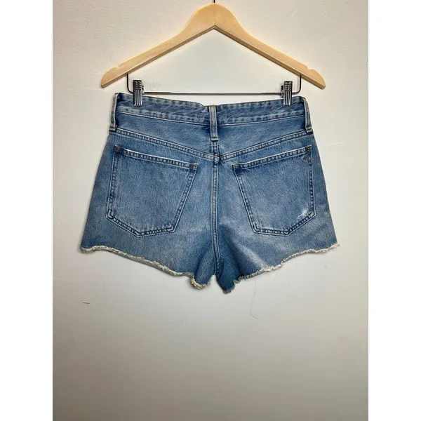 Madewell Relaxed Denim Shorts Womens 26 Blue Distressed Raw Hem ND697 - Image 3