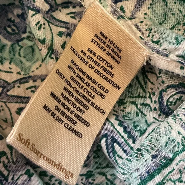 Soft Surroundings Teal Floral Block Print Tiered Midi Dress 2FW00 Small - Image 5