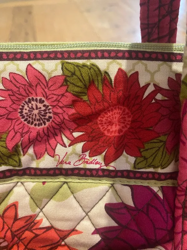 Vera Bradley Hello Dahlia Handbag Pink Flowers Quilted Shoulder Bag Tote Purse - Image 4