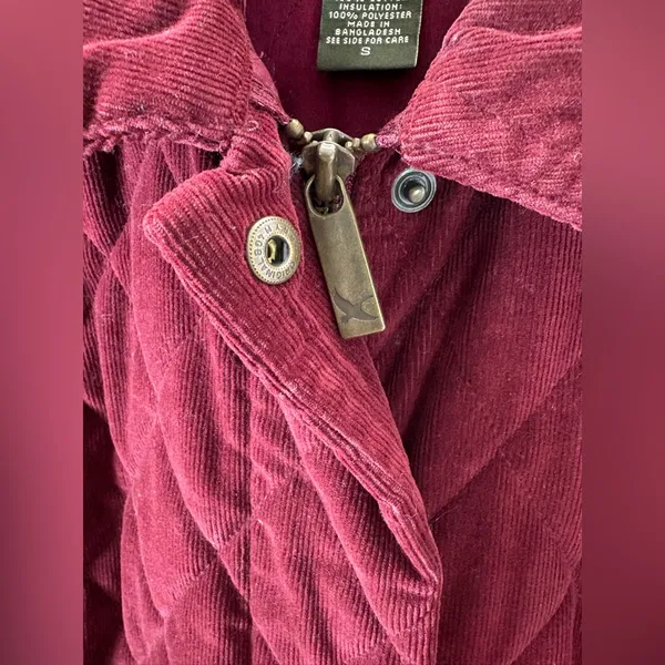 EDDIE BAUER | Women's Small Red Quilted Corduroy Riding Jacket Western Chore EUC - Image 3