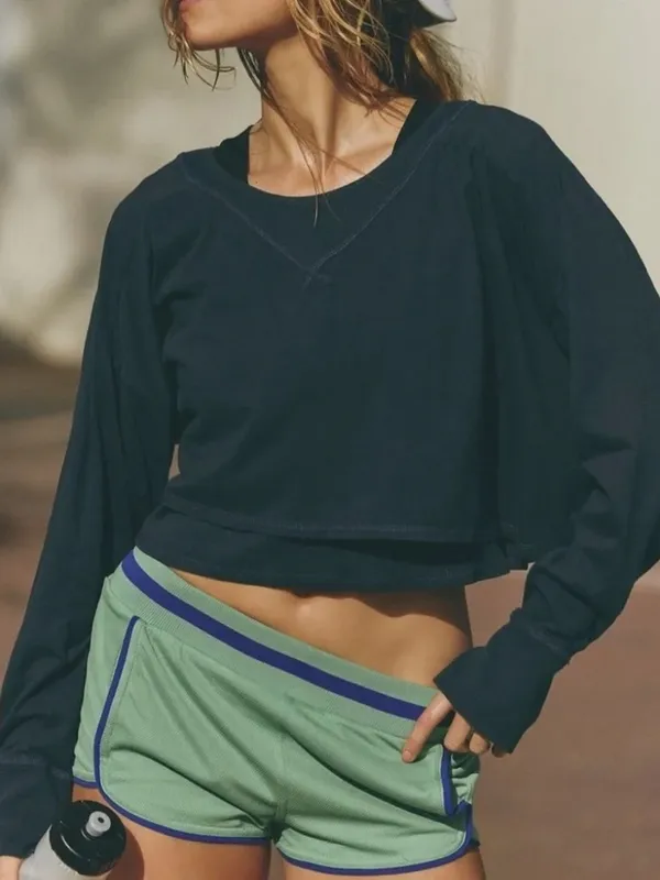 Free People Movement Stay With It Layer Long Sleeve Shirt in Navy Medium - Image 10