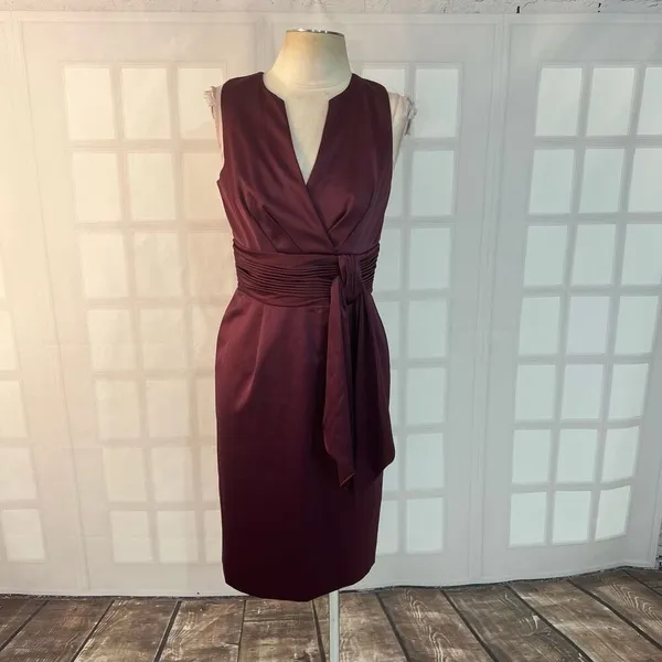 JS Boutique Purple Satin Sleeveless Fully Lined Knee Length Cocktail Dress Sz 6 - Image 2