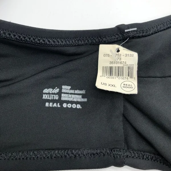 Aerie Real Good Scoop Bikini Top Black V Neck Removable Cups XXL - Image 3