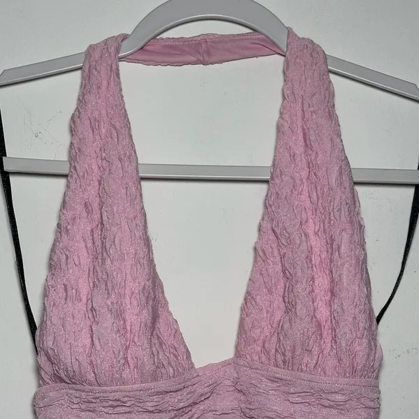 DIVIDED by H&M‎ Pink Textured Halter Crop Top Size S - Image 6