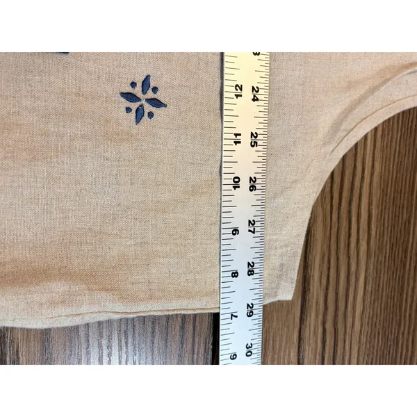 BellePointe Vest Beige Blue Embroidered Basket Floral Linen Blend 3X - Image 9