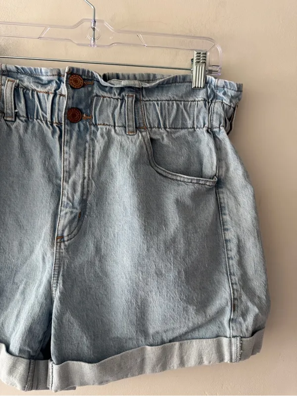 Garage Denim Paperbag Elastic Waist Shorts - Image 2