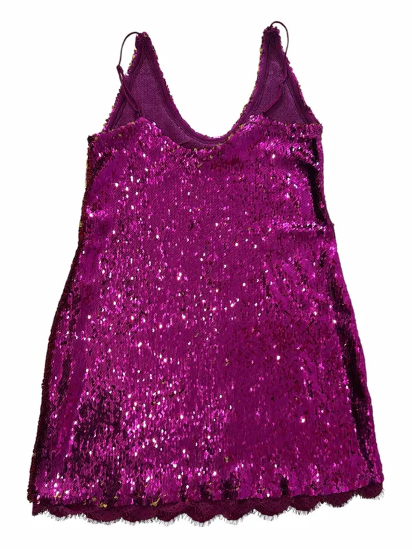 Free People FP Intimately Seeing Double Pink Sequin Slip Mini Dress - Image 2