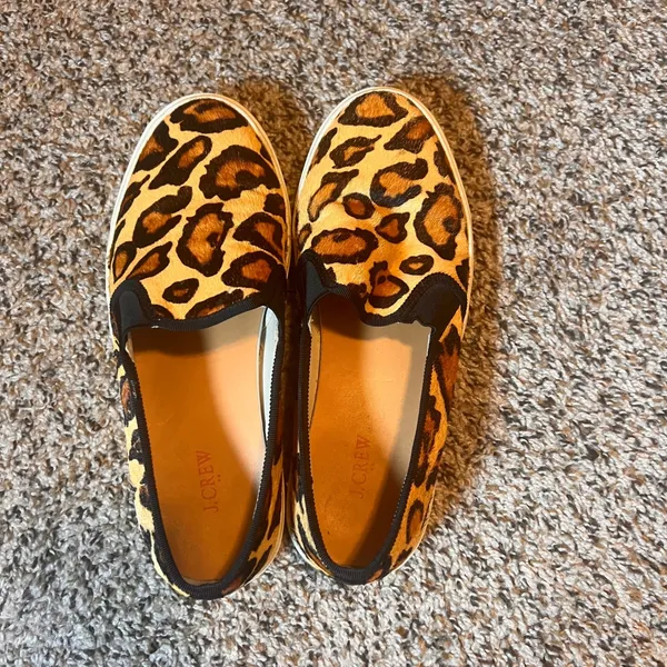 J.Crew Leopard Print Pony Hair Slip On Sneakers Casual Shoes Size‎ 7 - Image 3