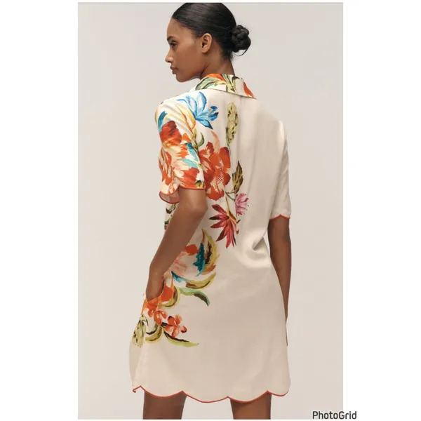 Farm Rio X Anthropologie Scalloped Shirt Dress New Tags Tropicart - Image 2