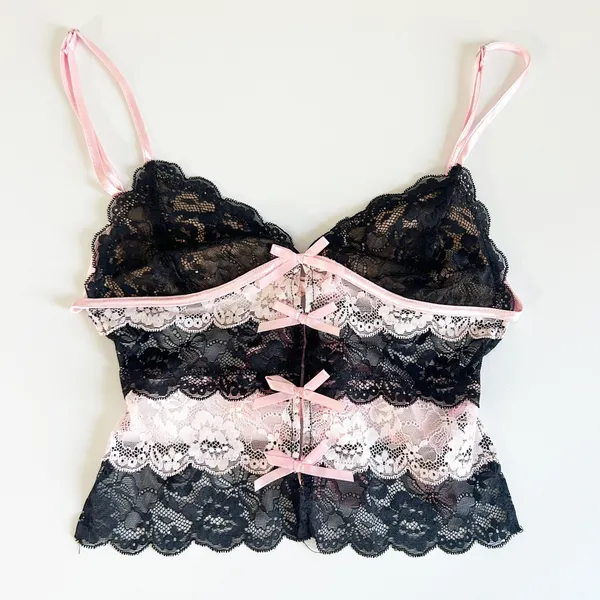 Edikted Womens Whimsigoth Coquette Cara‎ Sheer Lace Open Back Top Size XS - Image 3