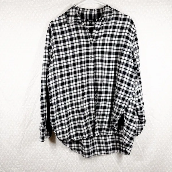 Madewell Black White Plaid Bridgeport Button Up‎ Flannel Top - Image 2
