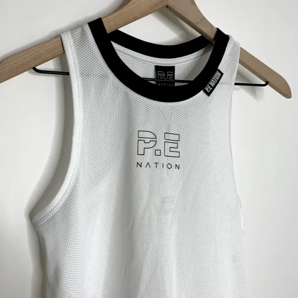 P.E Nation optic white Courtside Tank Womens New Small - Image 3