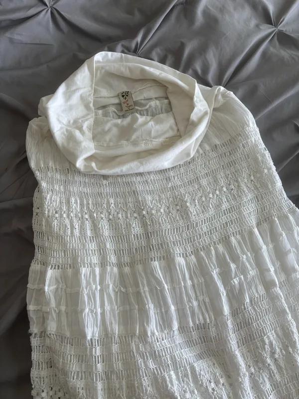 Free People White Crochet Lace Tiered Maxi Skirt - Image 3