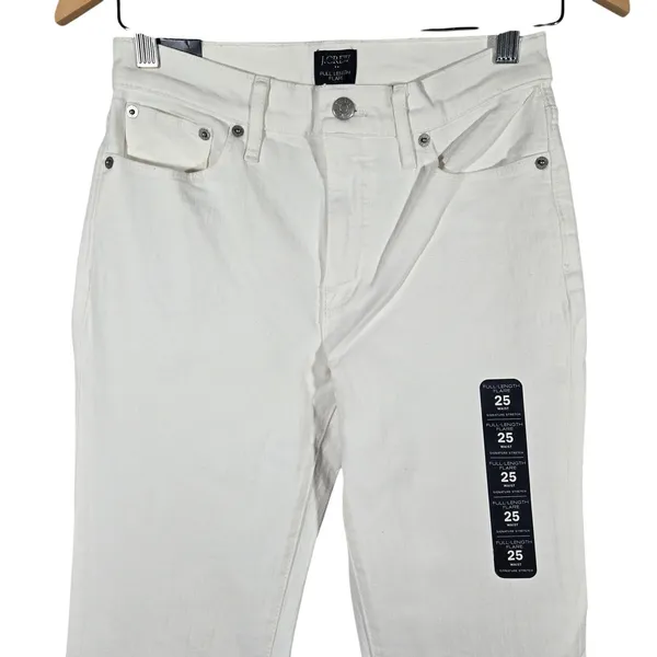 J Crew‎ Full Length Flare Jeans White Signature Stretch Size 25 - Image 3