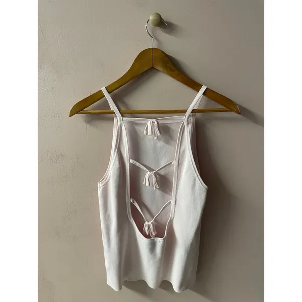 Zara Light Pink Square Neckline Tie Back Top Size L (See Description) - Image 8