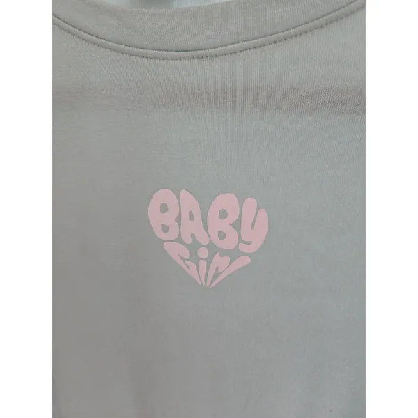 ​Forever 21 Small Mint Green Baby Girl Heart Graphic Crop Top Long Sleeve - Image 2