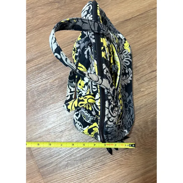 Vera Bradley Quilted Hanging Travel Organizer Cosmetic Bag Gray Yellow Floral - Image 5