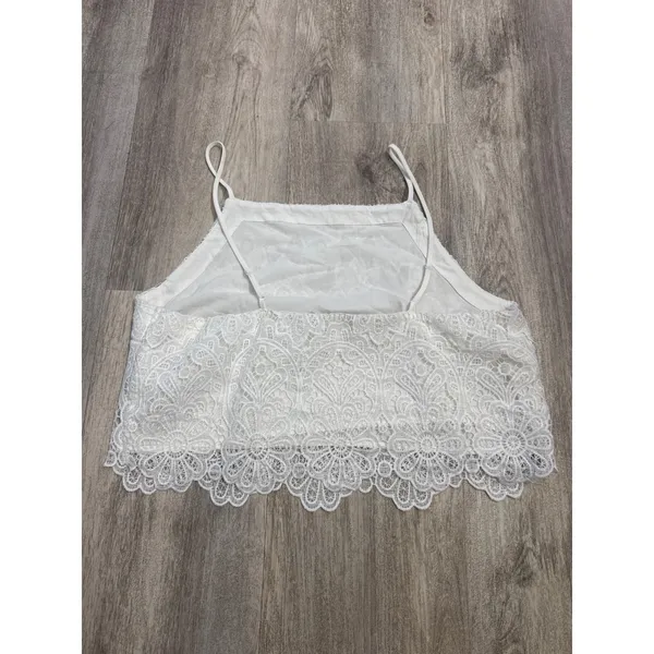 Abercrombie & Fitch Ultra Flirt White Floral Lace Crop Top Square Neck Large - Image 3