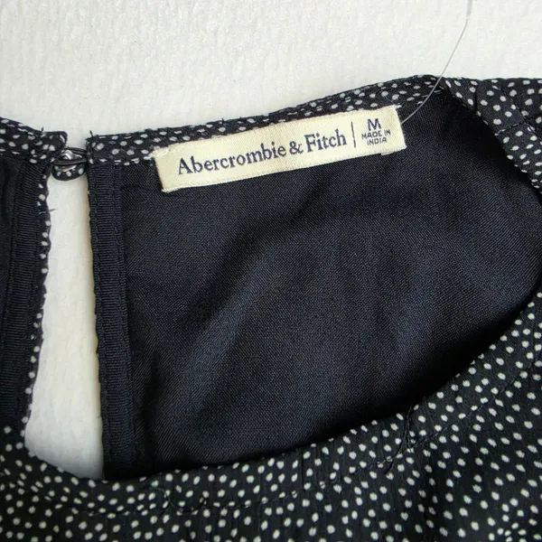 Abercrombie & Fitch Black Polka Dot Long Sleeve Ruffle Wrap Mini Dress‎ Womens M - Image 4