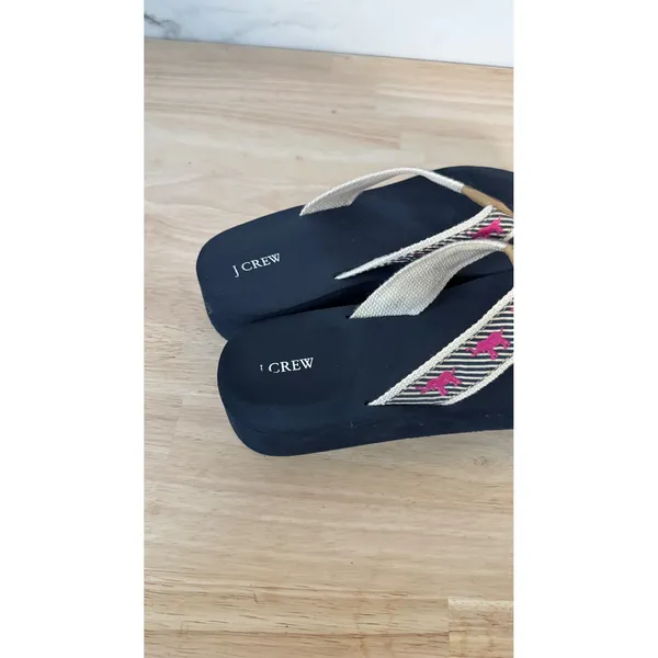 J.Crew Navy Pink Lobster Striped Platform Flip Flop Sandals Women - Image 4