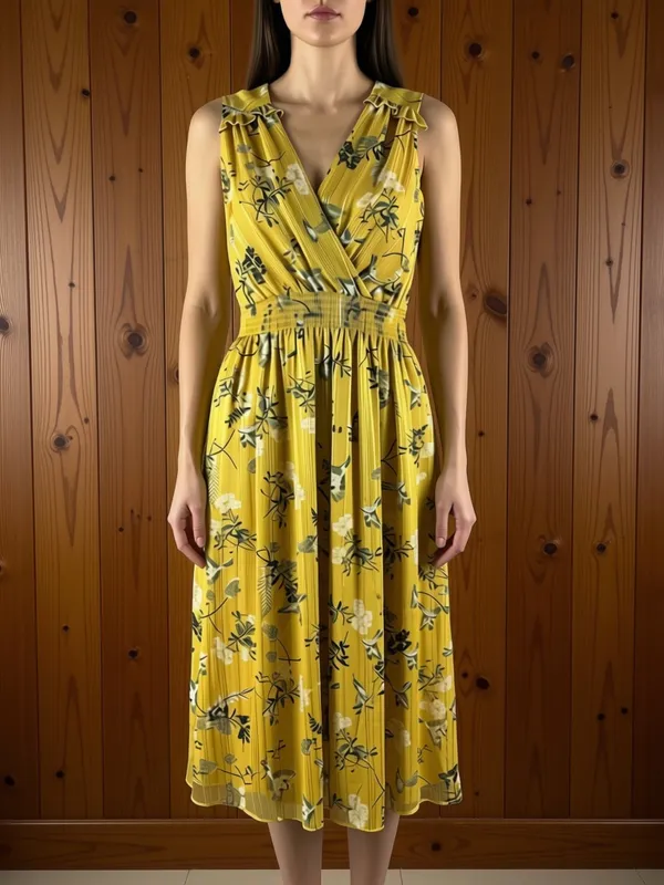 London Times Birds & Florals Smocked Midi Dress Size 2 - Image 5
