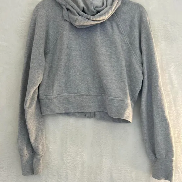 OFFLINE by Aerie Zip Up Hoodie Womens‎ Small Gray Cropped Intentional Sweatshirt - Image 8