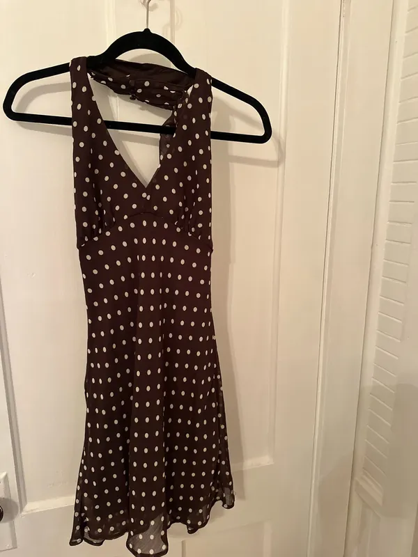 Brown Polka Dot Mini Dress - Image 2