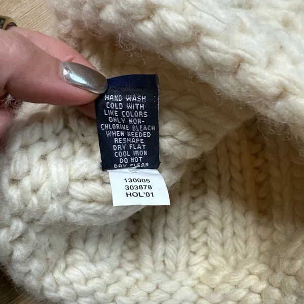 Y2K Vintage Gap Chunky Knot Wool Beanie with too tassel cream S / M - Image 5