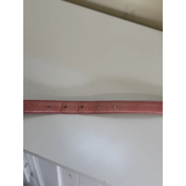 Ellen Tracy Women’s Pink Genuine Italian Leather Slim Belt Silver Buckle M Casual - Image 6