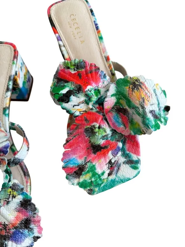 CECELIA NY Multicolor Floral Slide Leather Sandals Size 7.5 - Image 7