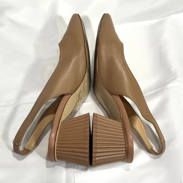 Sam Edelman Toren Slingback Tan Leather Pumps, Block Heel Size 7M - Image 8