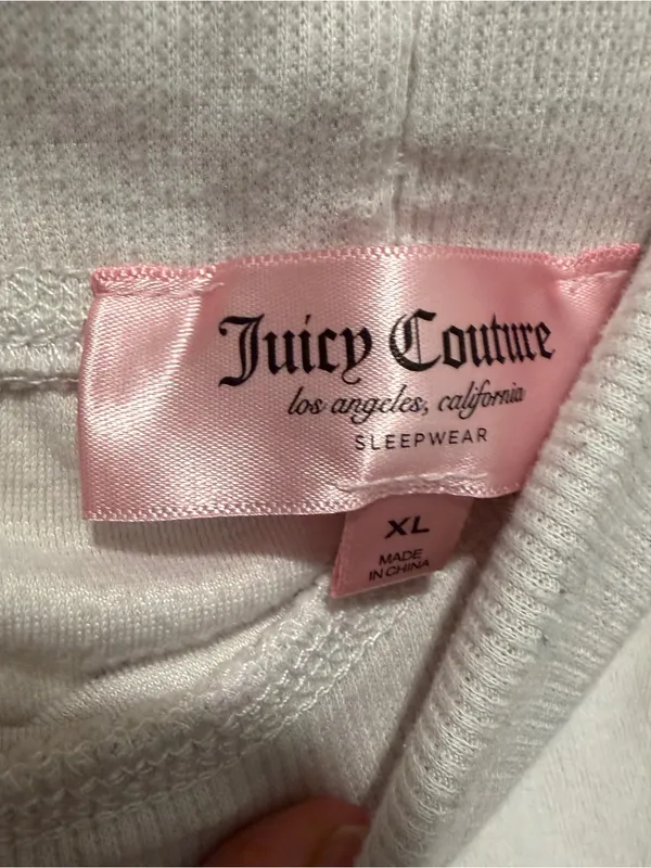 Juicy Couture Ivory Velour Rhinestone Wide Leg Sleep Pants XL Y2K - Image 4