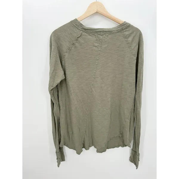 We The Free Arden Extra Long Cotton Top Washed Army‎ Green Long Sleeve Women XS - Image 2