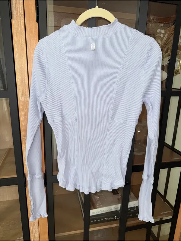 FP Movement Laura long sleeve tee halogen blue mock neck pastel ribbed knit - Image 2